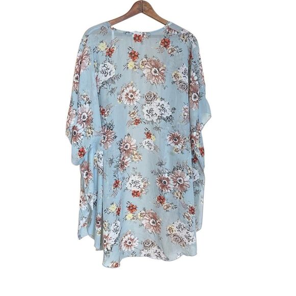 Emory Park Floral Open Front Chiffon Kimono Cardigan Cover-up Multicolor 1XL - Picture 7 of 7